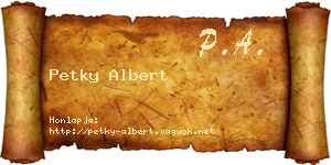 Petky Albert névjegykártya