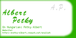 albert petky business card
